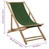 vidaXL Beach Chair Green Bamboo and canvas Perfect for adults Foldable