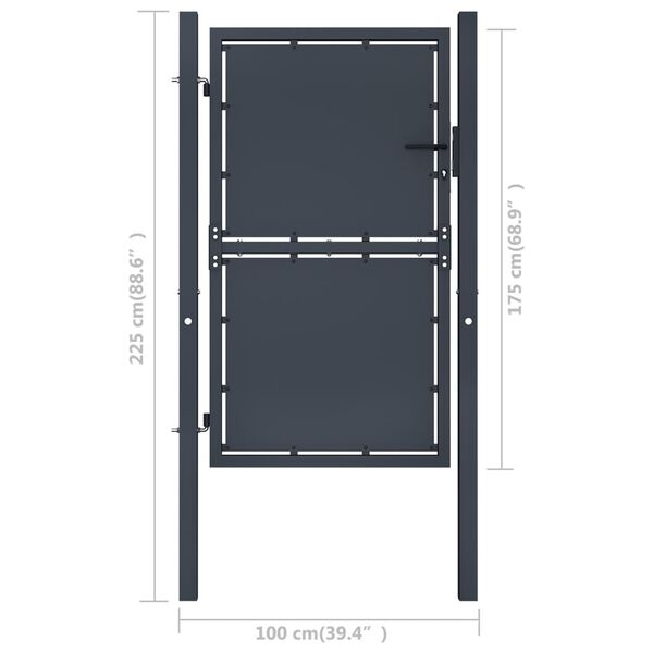 vidaXL Garden Gate Steel 39.4x68.9" Anthracite