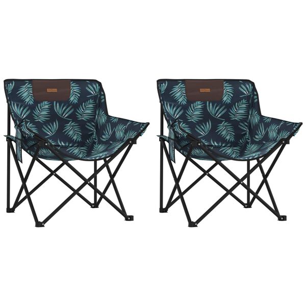 vidaXL Camping Chairs with Pocket Foldable 2 pcs Leave Print