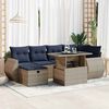 vidaXL 7 Piece Patio Sofa Set with Cushions Grey Poly Rattan Acacia