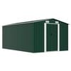 vidaXL Garden Shed Green Galvanized Steel Large Sliding Doors