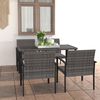 vidaXL Dining Set Grey and Black Poly rattan, powder-coated steel Medium