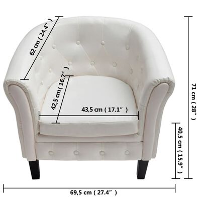 vidaXL Tub Chair White Faux Leather