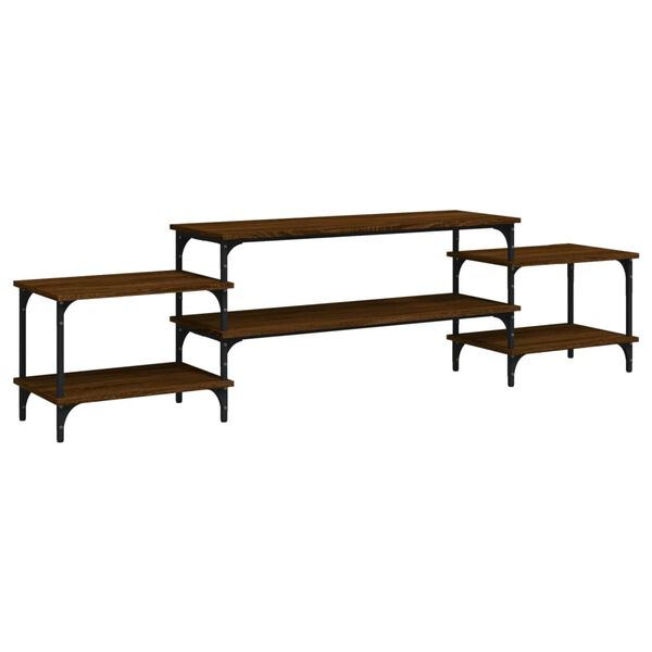 vidaXL TV Cabinet Brown Oak Engineered Wood, Steel Large TV Cabinet