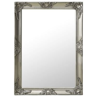 vidaXL Wall Mirror Baroque Style 23.6"x21.5" Silver