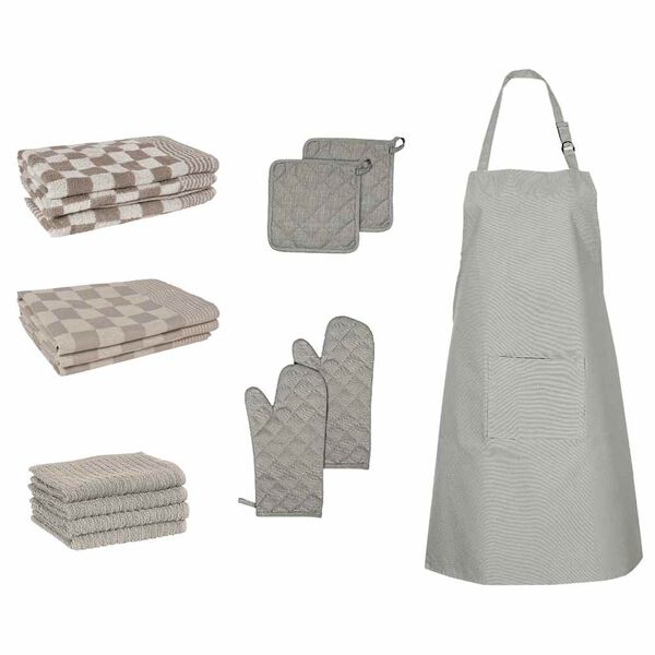 vidaXL Towel Set Set of 15 Grey 100% Cotton Standard Towel Set