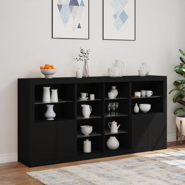 vidaXL Sideboard Black Engineered wood Large Sideboard Rectangular