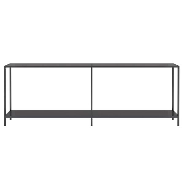 vidaXL Console Table Black Tempered Glass, Powder-Coated Steel Large