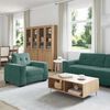 vidaXL Sofa 3 pcs Dark Green Linen-blend Fabric