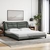 vidaXL Bed Frame with LED without Mattress "Hvar" Dark Gray 72"x83.9"Fabric