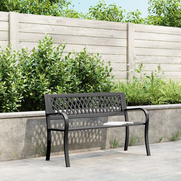 vidaXL Patio Bench Black 47.2" Steel