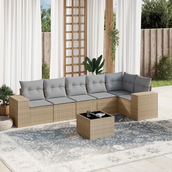 vidaXL Garden Sofa Set Beige Poly rattan Large Modular Garden Sofa Set
