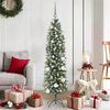 vidaXL Artificial Slim Christmas Tree Green and White 59.06 in
