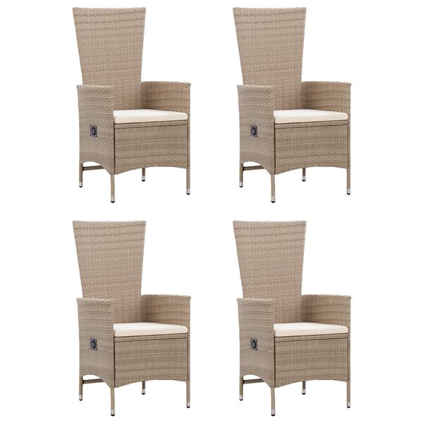 vidaXL 5 Piece Patio Dining Set with Cushions Poly Rattan Beige