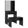 vidaXL Dressing Table Set With Led Black Engineered wood Compact