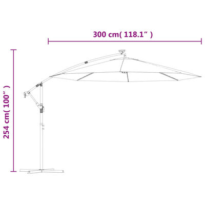 vidaXL Cantilever Umbrella with LED Lights and Steel Pole 118.1" Anthracite