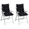 vidaXL Lowback Chair Cushion Set of 2 Black Check Pattern