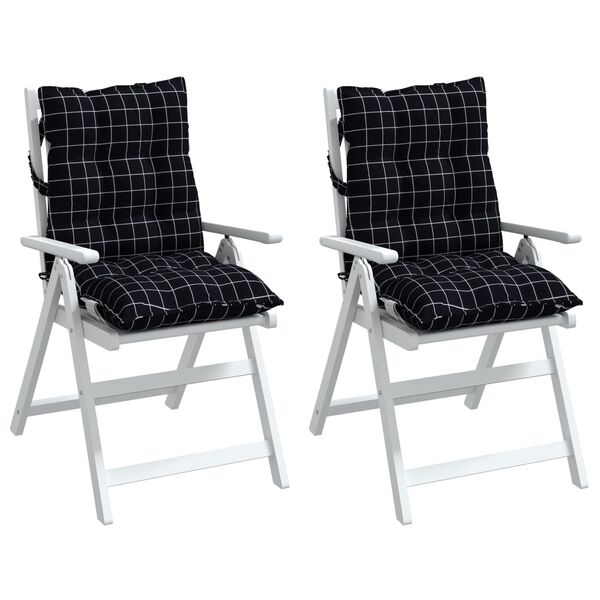vidaXL Lowback Chair Cushion Set of 2 Black Check Pattern