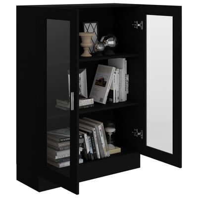 vidaXL Vitrine Cabinet Black 32.5"x12"x45.3" Engineered Wood
