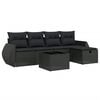 vidaXL Garden Sofa Set Black Poly Rattan 5 Piece Modular