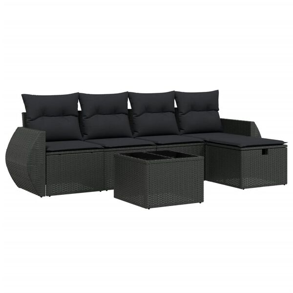 vidaXL Garden Sofa Set Black Poly Rattan 5 Piece Modular