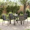 vidaXL Garden Dining Set with Cushion 5 pcs Grey Poly Rattan