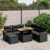 vidaXL Garden Sofa Set Black PE rattan Large Removable Covers
