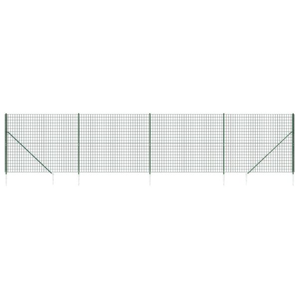 vidaXL Wire Mesh Fence with Spike Anchors Green 4.6x32.8'