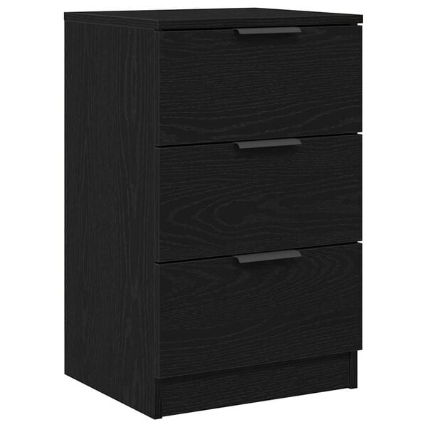 vidaXL Bedside Cabinet with Drawer Black Oak 15.75 x 25.59 x 25.59 in