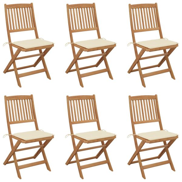 vidaXL Garden Chair Set of 6 Brown with cream cushions