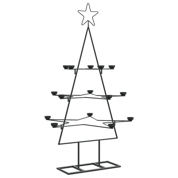 vidaXL Metal Christmas Tree Black Powder-coated steel Medium Collapsible