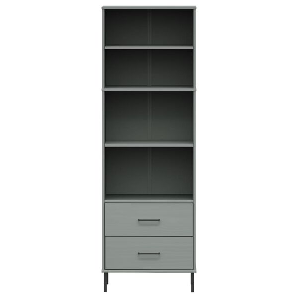 vidaXL Bookcase Grey Solid pine wood Tall Bookcase Rectangular