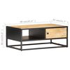 vidaXL Coffee Table Natural wood, Black Rough Mango Wood, Powder-Coated Iron