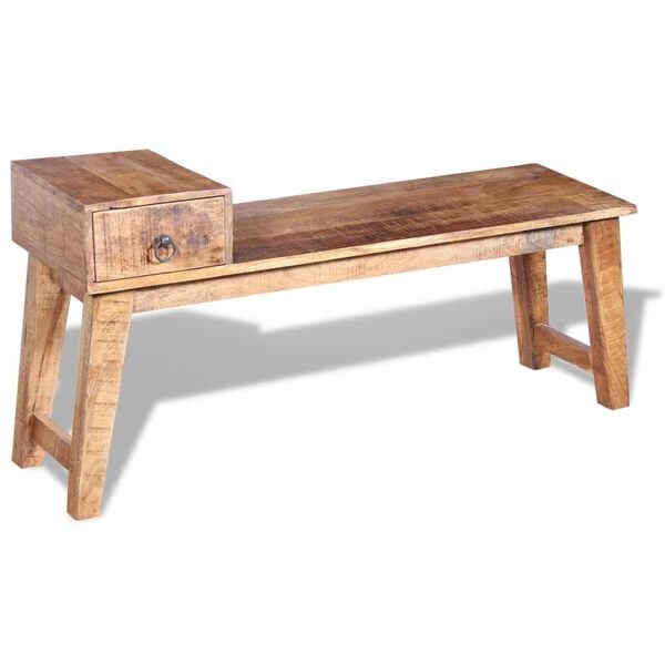 vidaXL Bench Brown Solid Mango Wood Medium Entryway Bench Rectangular