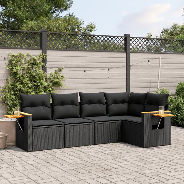 vidaXL Garden Sofa Set Black
