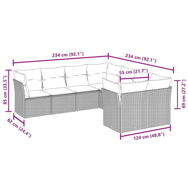 vidaXL Garden Sofa Set Brown, Cream White