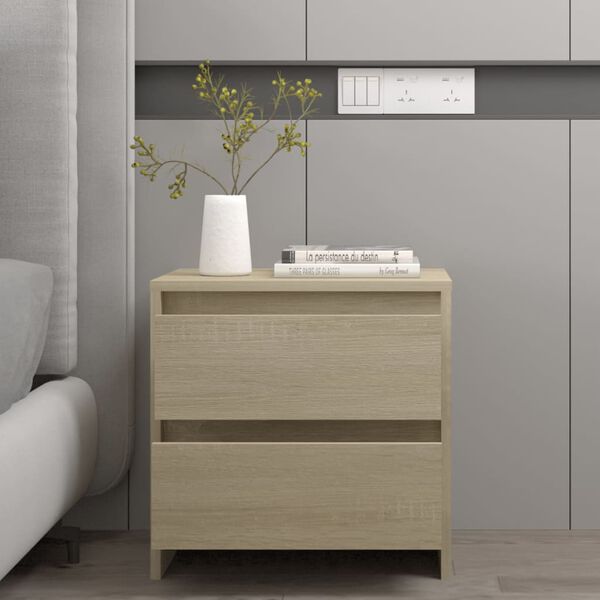 vidaXL Bedside Cabinet Sonoma Oak Engineered Wood Compact