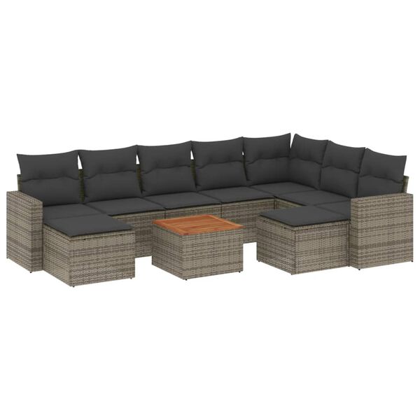 vidaXL Garden Sofa Set Grey, Dark Grey PE Rattan 10 Piece Modular