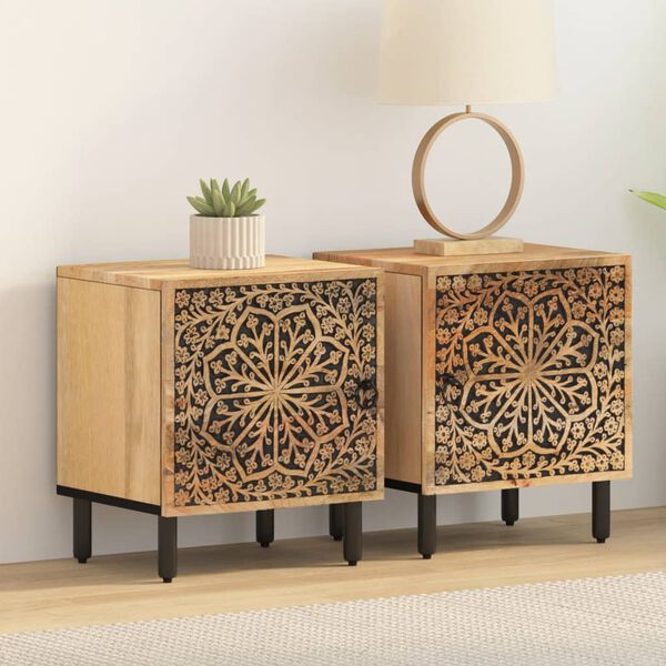 vidaXL Bedside Cabinets 2 pcs 15.7"x13"x18.1" Solid Wood Mango