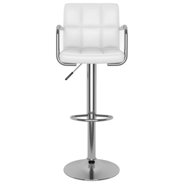 vidaXL Bar Stool Set of 2 White Chromed steel, faux leather Adjustable