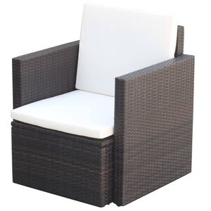 vidaXL Armchair Brown Poly Rattan 25.6 x 25.6 x 28.7 in Lightweight