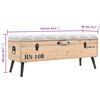 vidaXL Storage Bench Natural wood with grey fabric