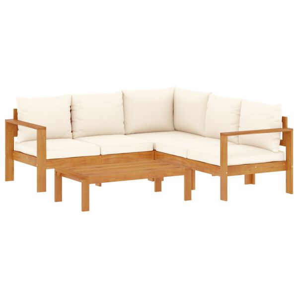 vidaXL Garden Sofa Set Cream white, Natural wood
