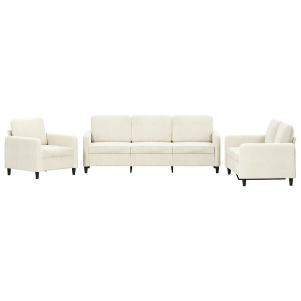 vidaXL Sofa Set Cream Velvet (100% polyester), metal, plywood Large
