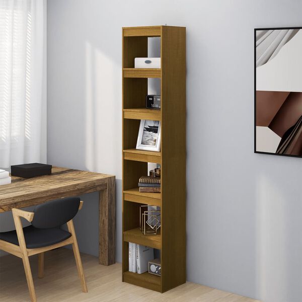 vidaXL Book Cabinet Honey brown Solid pine wood Tall Book Cabinet