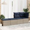 vidaXL 2 Piece Patio Sofa Set with Cushions Gray Poly Rattan Acacia