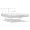 vidaXL Metal Bed Frame White Powder-Coated Steel Full Metal Bed Frame