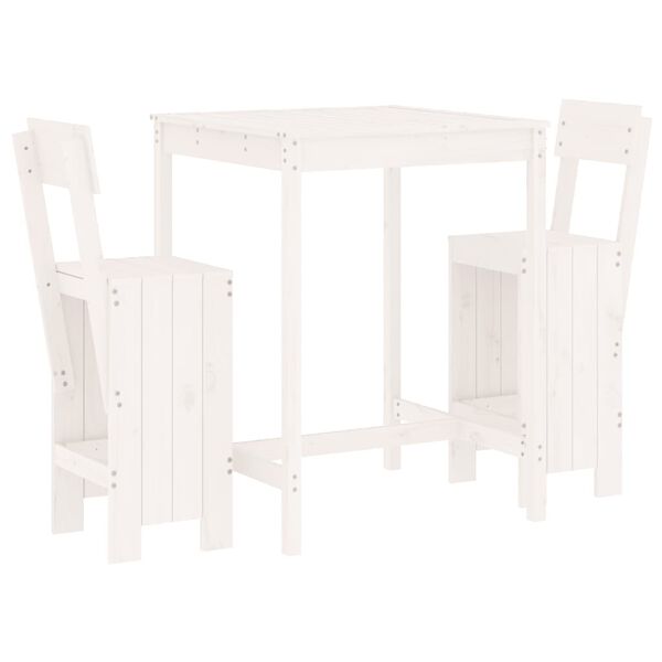 vidaXL Garden Bar Set White Solid Pine Wood Medium Footrest