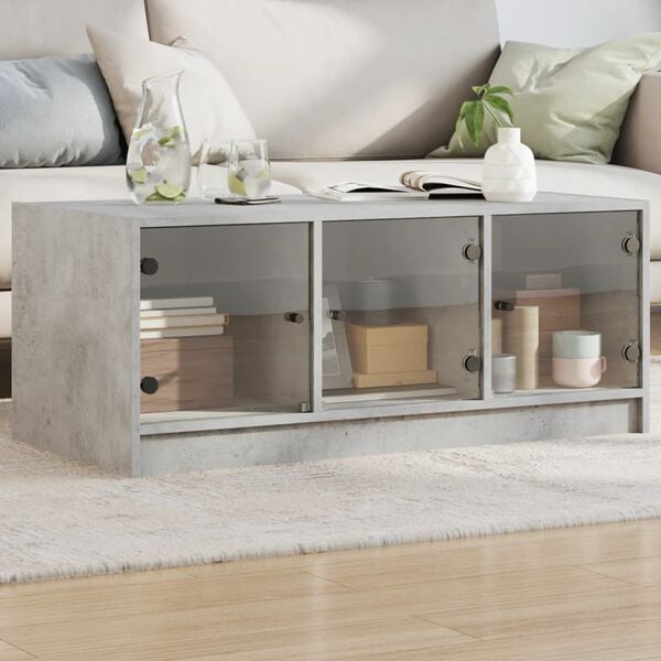vidaXL Coffee Table Concrete Gray Engineered Wood, Glass Large