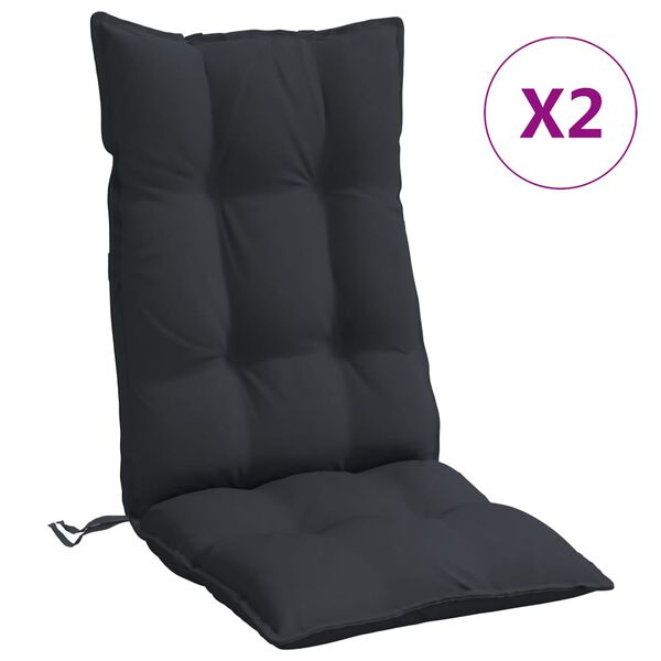 vidaXL Highback Chair Cushion Set of 2 Black